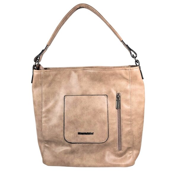 Montana West Taupe Tan Leather Large Hobo Shoulder Bag Conceal Carry - Picture 1 of 10